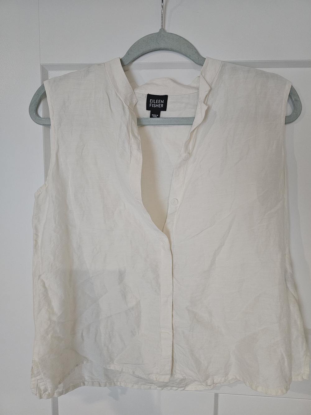 Eileen Fisher Linen-silk Sleeveless Button Front Top - Picture 4 of 5
